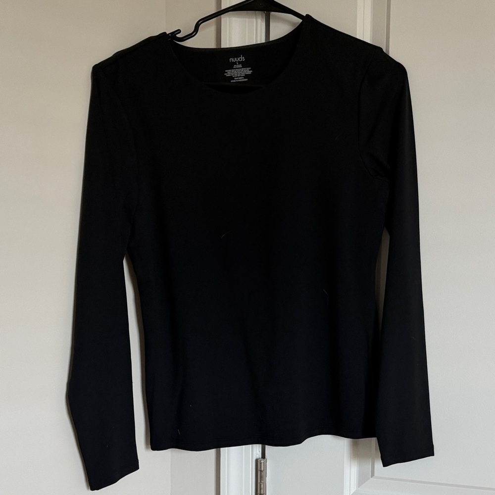 nuuds Black Long Sleeve Crew Neck Tee - Minimal Knit